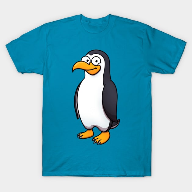Cute Happy Cartoon Penguin T-Shirt by TheMaskedTooner